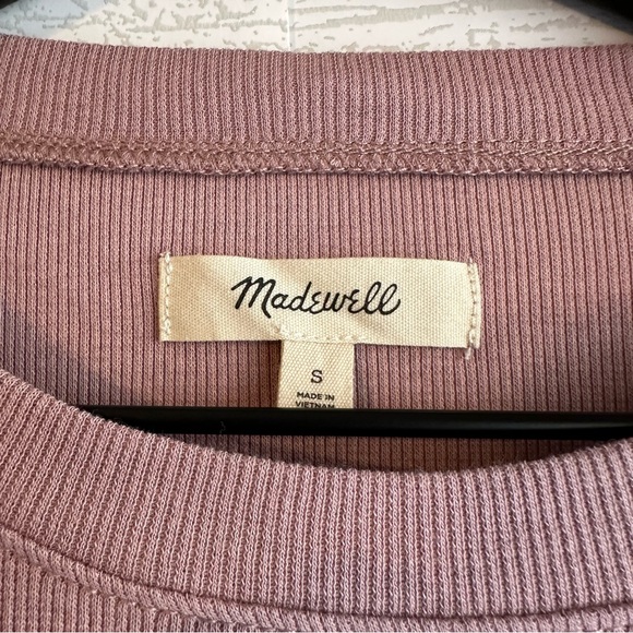 MADEWELL Fine Ribbed Supercrop Crewneck Long-Sleeve Tee Pale Thistle Size Small - Picture 7 of 11